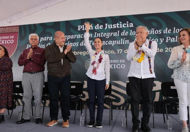 Claudia Sheinbaum participó en la entega del Plan de Justicia para la Reparación Integral de los Daños de los Pueblos de Temacapulín, Acasico y Palmarejo.