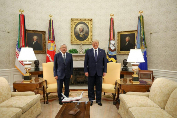 El Presidente de México en reunión de trabajo con Donald Trump, en la Casa Blanca, el 8 de julio de 2020.