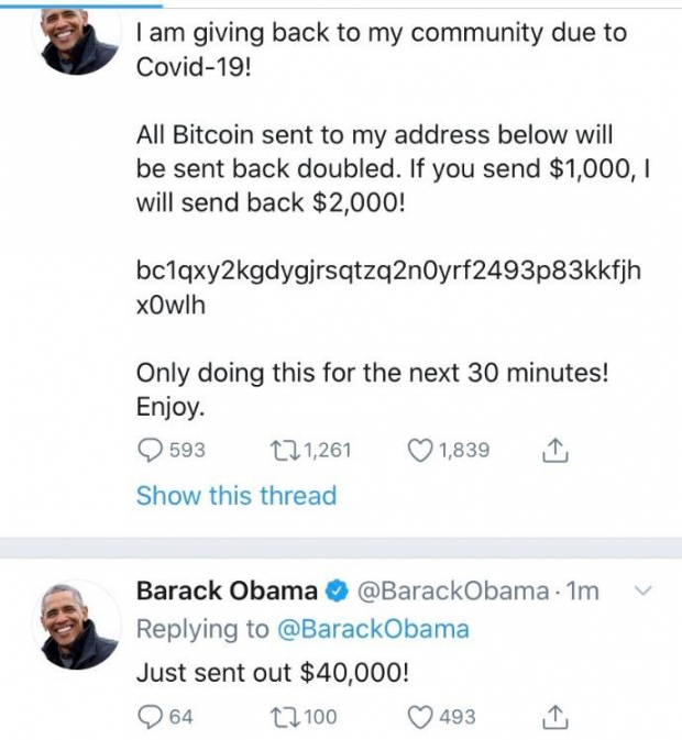 Cuenta hackeada de Barack Obama