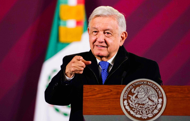 Presidente López Obrador en conferencia desde Palacio Nacional.