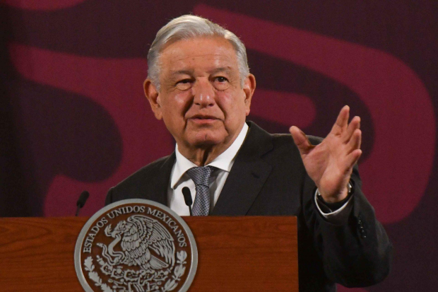 Andrés Manuel López Obrador, presidente de México, durante su intervención en la conferencia de prensa matutina en Palacio Nacional.