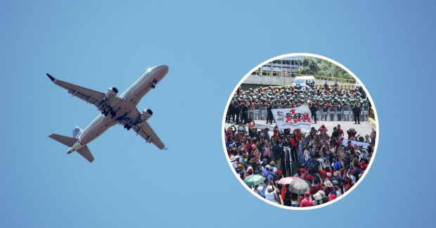 Presencia de manifestantes en el aeropuerto puede llevar a cancelación de vuelo.