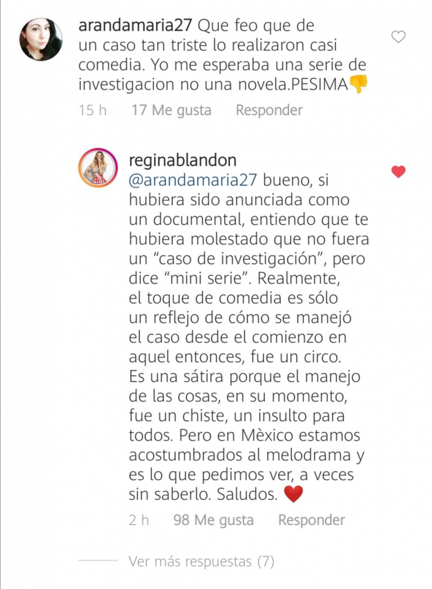 Respuesta de Regina Blandón