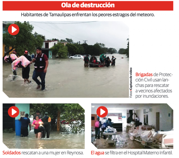 Habitantes de Tamaulipas enfrentan los peores estragos del meteoro.
