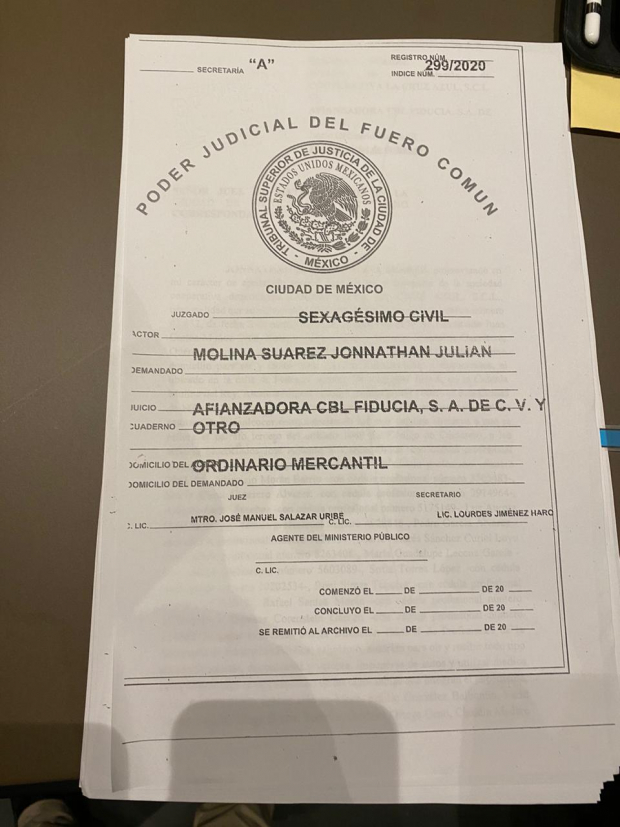 Orden del Juzgado Sexagésimo de la Ciudad de México