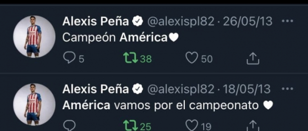 Alexis Peña y sus tuit polémicos apoyando al América.