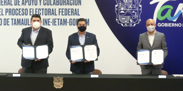 El acuerdo de colaboración se firmó con autoridades del INE y del IETAM.