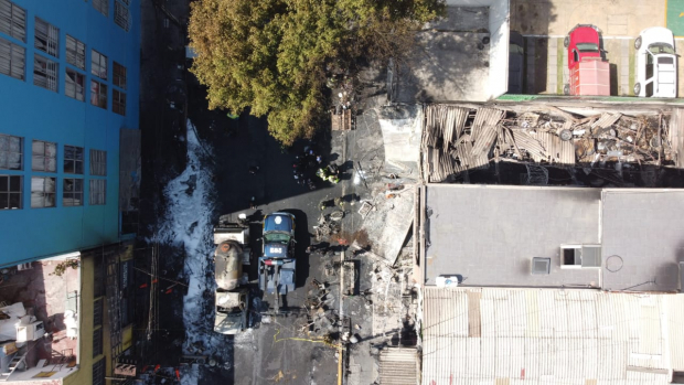 Imagen aérea de la destrucción que dejó el incidente.