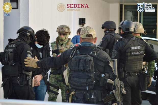 Los detenidos durante el operativo en la alcaldía de Tlalpan.