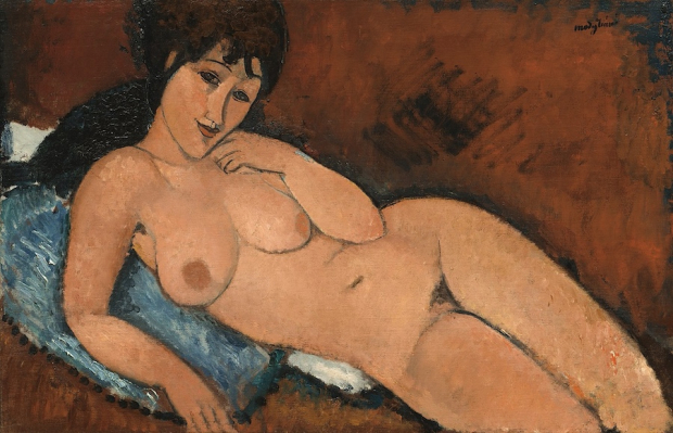 Amedeo Modigliani, Desnudo sobre un cojín azul, óleo sobre tela, 1917.
