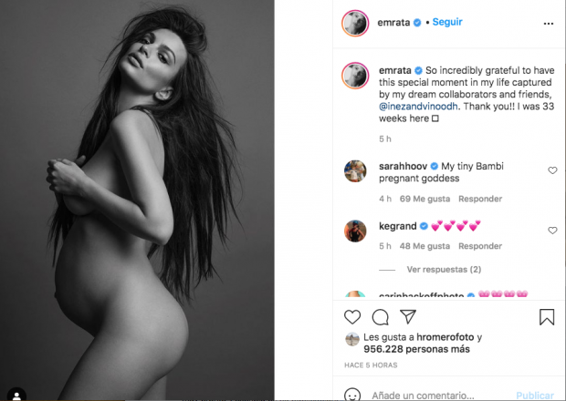 Emily Ratajkowski compartió una fotografía desnuda en sus últimas semanas de embarazo.