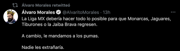 La "sugerencia" de Álvaro Morales a la Liga MX en detrimento de Pumas.