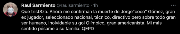 El tuit de Raúl Sarmiento