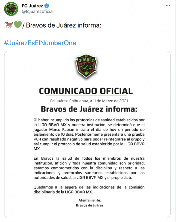 El comunicado de FC Juárez