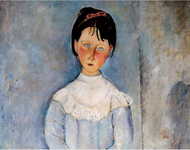 Detalle de "La niña vestida de azul", de Modigliani