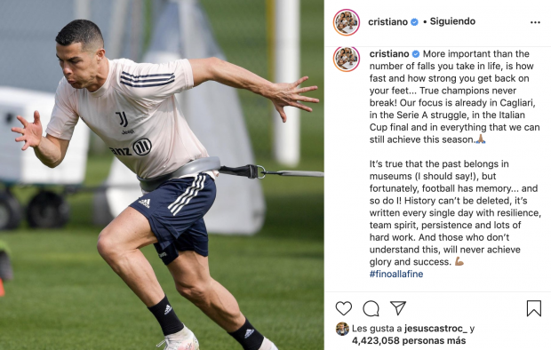 La publicación de Cristiano Ronaldo en Instagram.