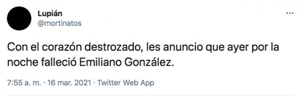 Hoy se dio a conocer el deceso de Emiliano González.