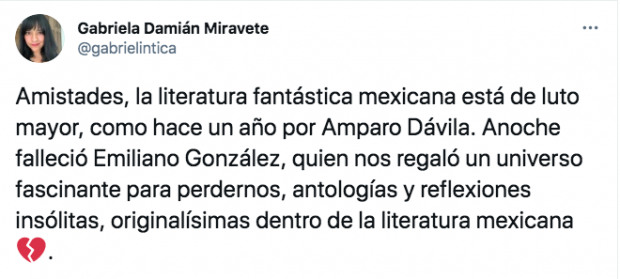 Autores lamentan la muerte de Emiliano González.