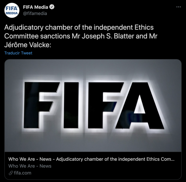 Publicación de FIFA Media en redes sociales
