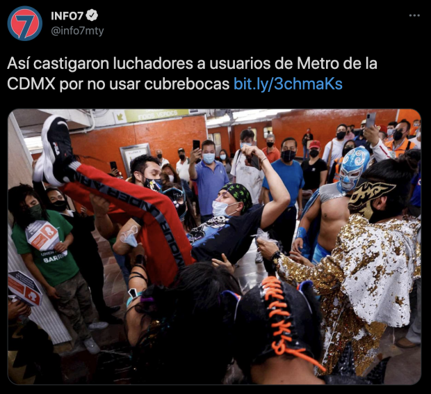 Publicación de INFO7 de los luchadores en el Metro de la CDMX