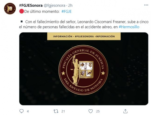 Leonardo Ciscomani Freaner, subsecretario de Desarrollo Económico de Sonora, murió tras el desplome de una avioneta en Hermosillo..