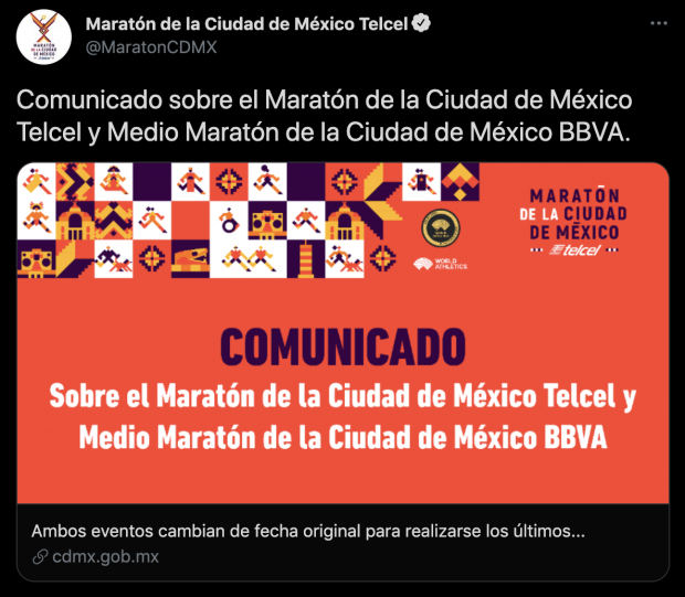 Publicación del Maratón de la CDMX