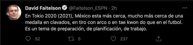 David Faitelson no ve favorito a México en busca de la medalla de oro.
