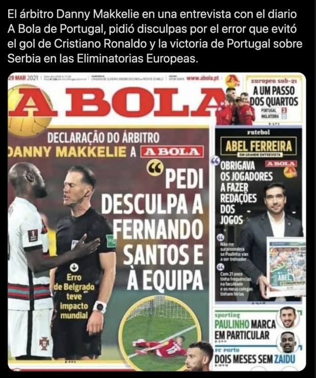 La portada del periódico A Bola