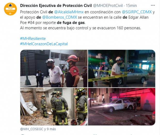 El Heroico Cuerpo de Bomberos de la Ciudad de México trabaja en el control de la fuga.