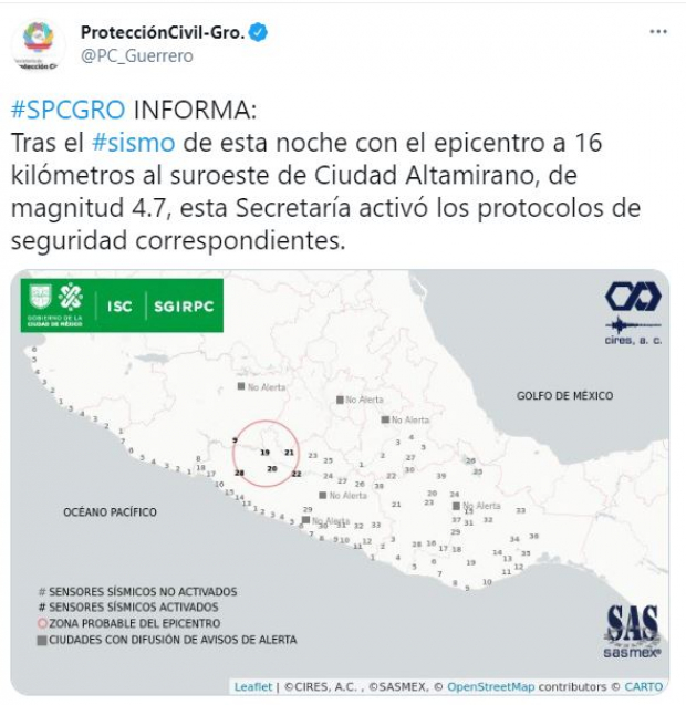 No se reportan afectaciones por el sismo en Guerrero.