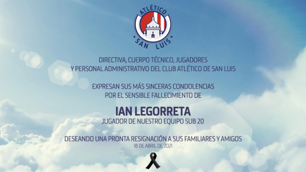 Atlético de San Luis dio a conocer la muerte de su futbolista.