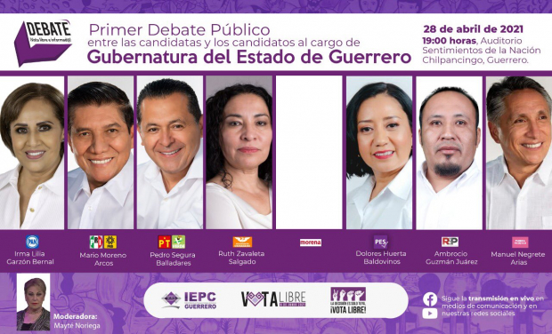 El Instituto Electoral y de Participación Ciudadana de Guerrero promueve el primer debate entre candidatos a la gubernatura.