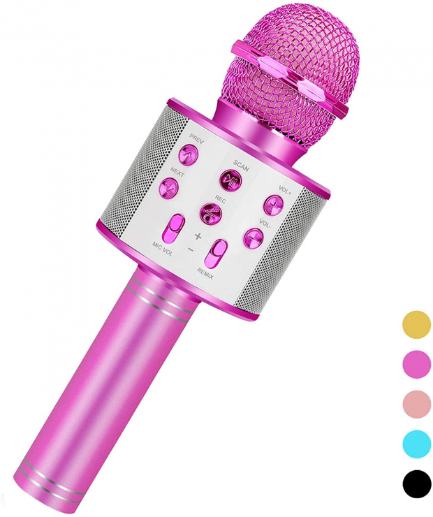 Si estás pensando en regalarle un gadget a tu pequeño rockstar ¿qué tal un micrófono para que comience a dar conciertos en la sala de tu hogar?