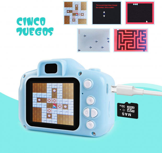 Algunas cámaras para niños incluyen juegos para que los pequeños se puedan divertir cuando se cansen de tomar fotos