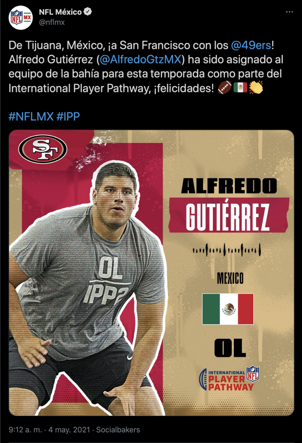 Alfredo Gutiérrez, el segundo gracias al programa de la NFL.