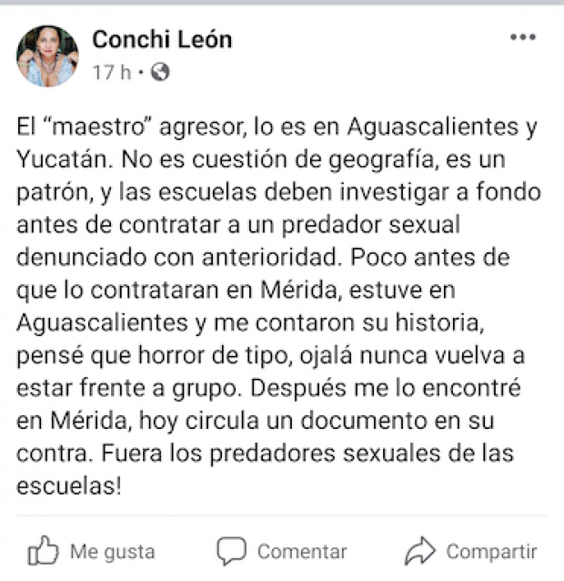 Declaración de la dramaturga y actriz Conchi León.