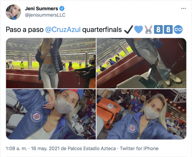 Jeni Summers es una fiel seguidora del Cruz Azul.