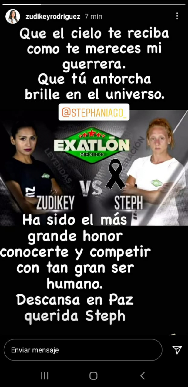 Zudikey Rodríguez de Exatlón México ofrece condolencias por muerte de Stephania Gómez