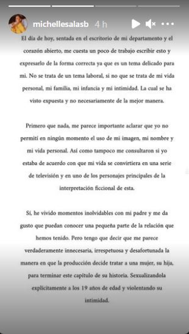 Carta de Michelle Salas sobre "Luis Miguel, la serie"