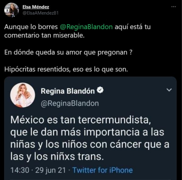 La diputada responde al tuit falso de Regina Blandón