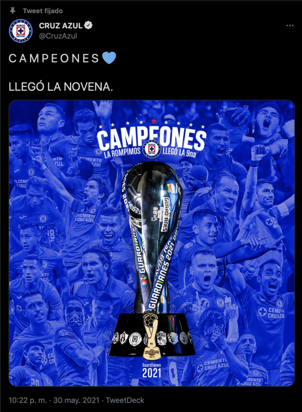 Cruz Azul es el actual campeón de la Liga MX.