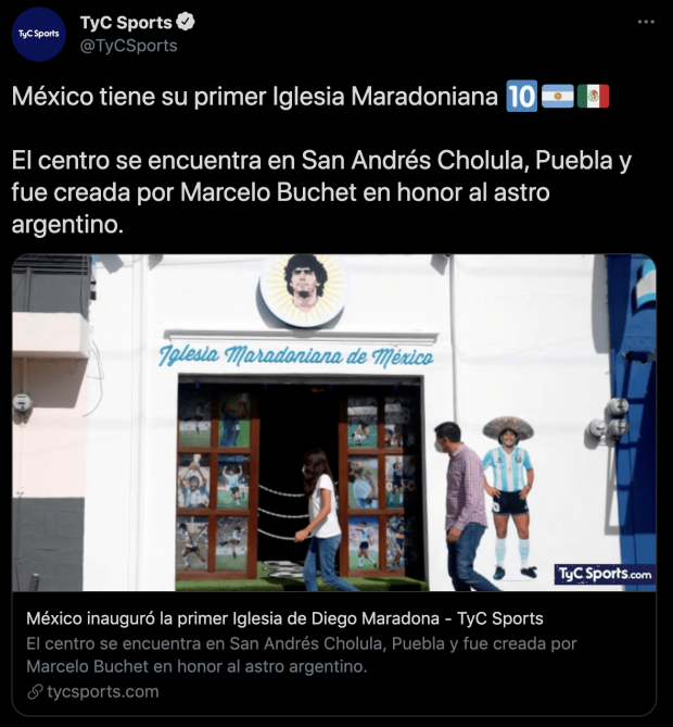 Iglesia dedicada a Diego Maradona llega a México