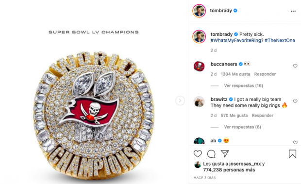 El anillo del Super Bowl LV de Tom Brady con los Buccanners.