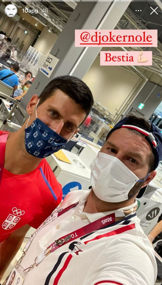 Gignac y Djokovic en los Juegos Olímpicos de Tokio 2020.
