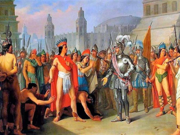 Hernán Cortés a su llegada a la Gran Tenochtitlan.