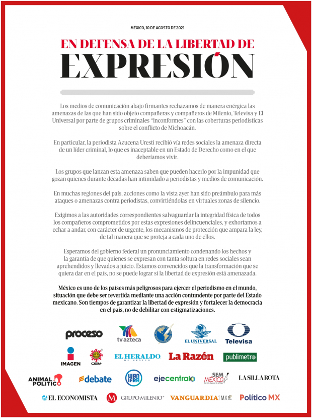 La Razón de México se une a la defensa de la libertad de expresión en los medios de comunicación.