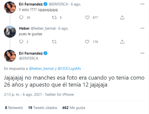Érika Fernández respondió el piropo de Sebastián Córdova.