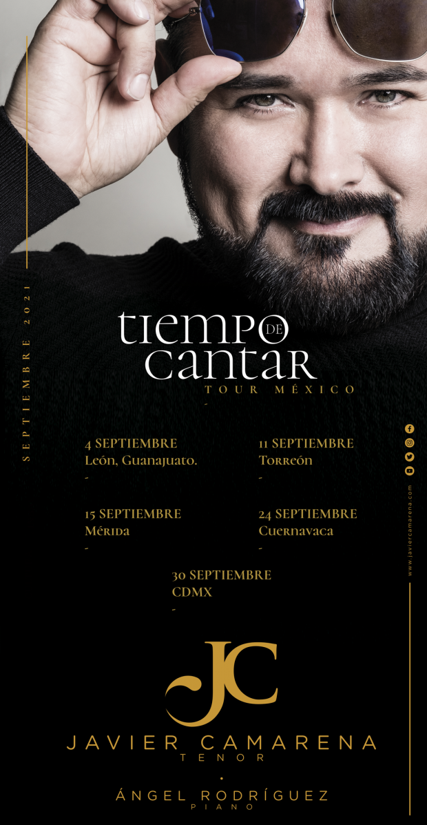 Cartel de la gira "Tiempo de cantar" de Javier Camarena