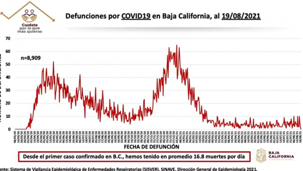 Reporte de defunciones en Baja California por COVID-19.