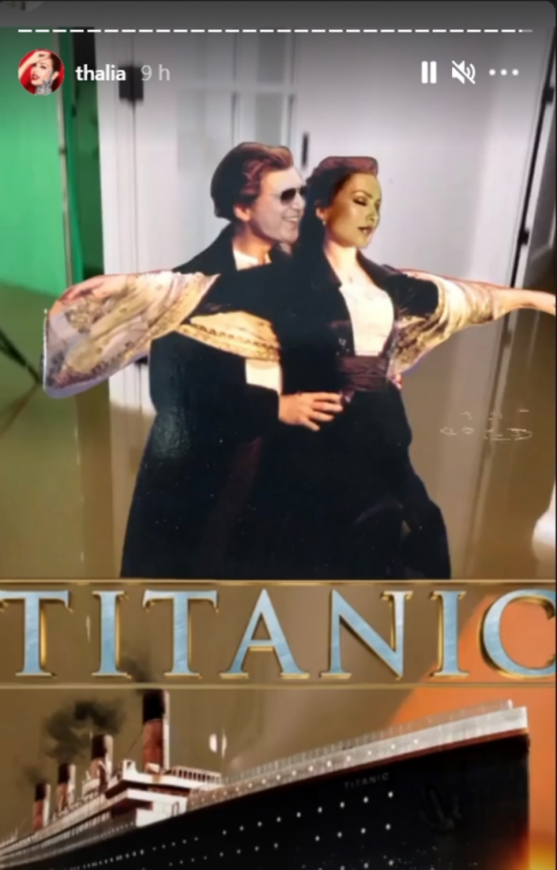 Thalía recrea "Titanic" en su casa inundada